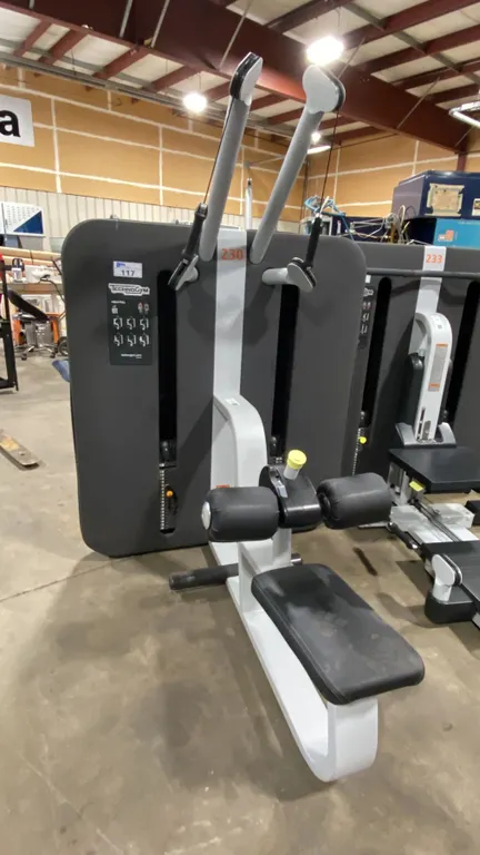 TECHNOGYM COMPACT COMMERCIAL PADDED CABLE PULL SEATED HIGH PULL MACHINE