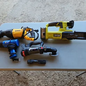 Ryobi Chain Saw With Battery, Roto Zip Spiral Saw No Battery, Dewalt Recpricatoing  Saw Plug In ,Pow