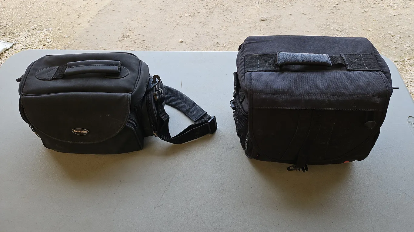 Samsonite Bag and Cannon Bag With Miscellaneous Camera Parts