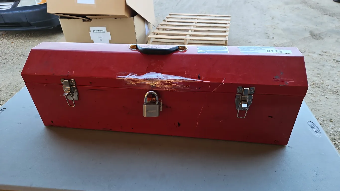 Red Tool Box With Assorted Tools