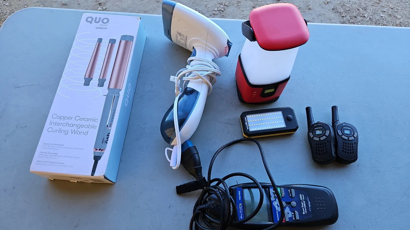 Walkie Talkies, Steamer,Lights,Automotive Scanner, curling Iron