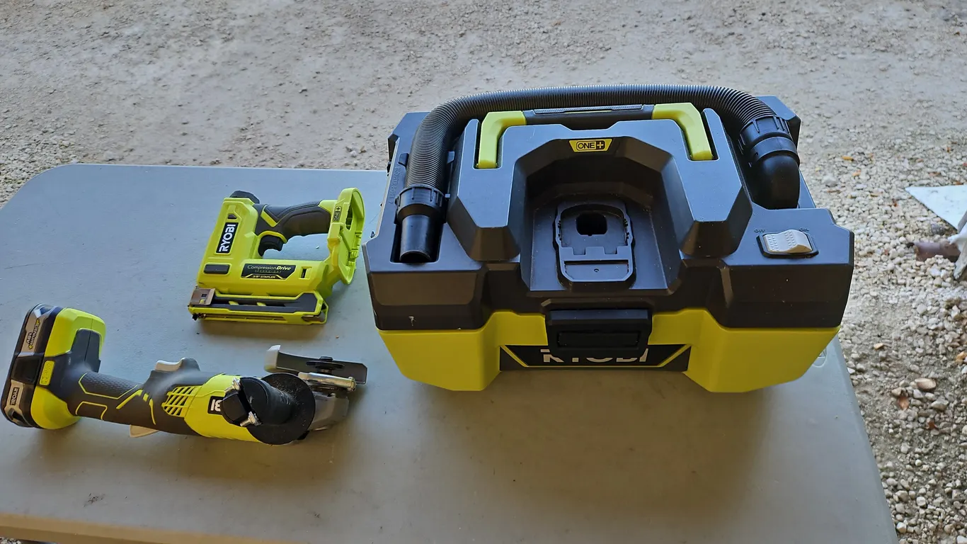 Ryobi Wet/Dry Vac ,Ryobi Stapler,Ryobi Angel Grinder With Battery