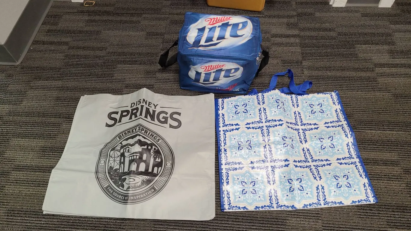 Miller Lite Cooler Bag, Disney Springs & Patterned Tote Bags