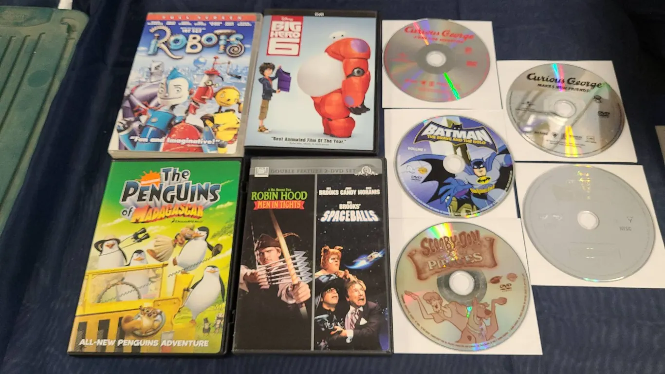 Animated DVD Lot: Robots, Big Hero 6, Penguins, More