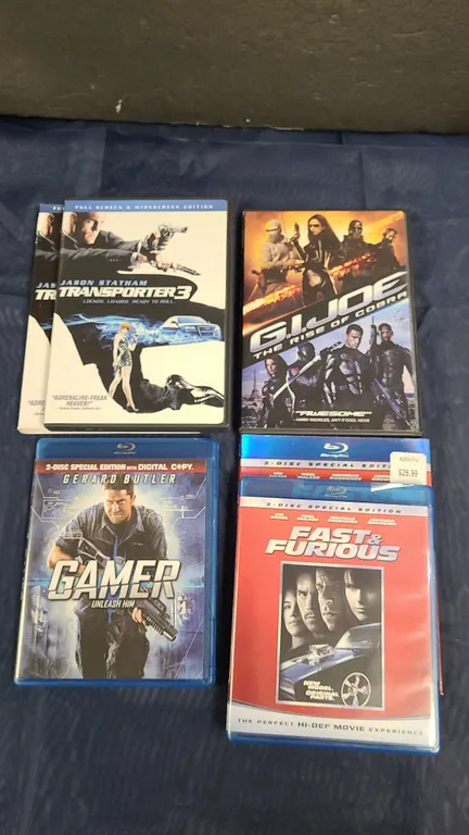 Action Movie DVD & Blu-ray Lot: Transporter 3, G.I. Joe, Gamer