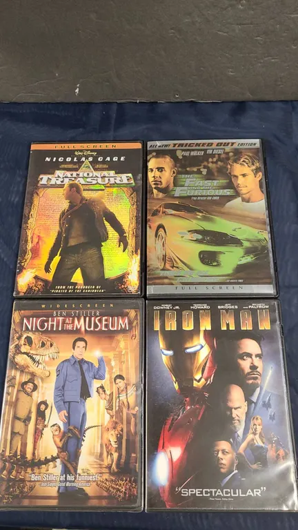 Four DVD Movies: Iron Man, Fast and Furious, Night Museum