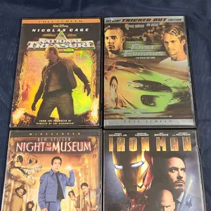 Four DVD Movies: Iron Man, Fast and Furious, Night Museum