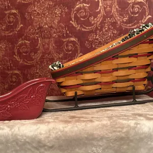 Longaberger Woven Basket Sled 1991, Ceramic Sled