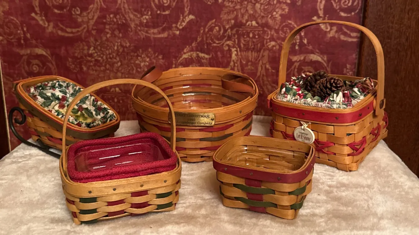 Longaberger Christmas Baskets with Inserts and Accessories