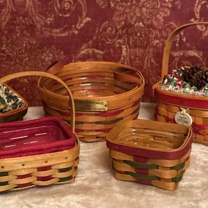 Longaberger Christmas Baskets with Inserts and Accessories