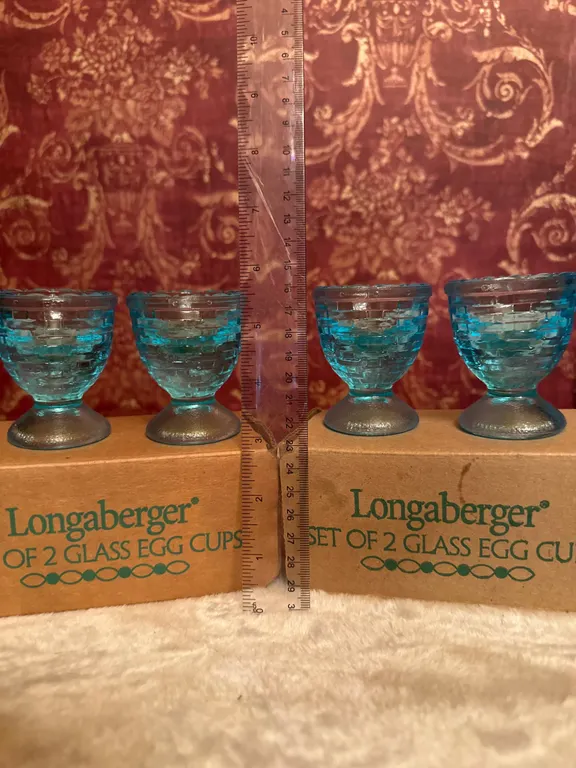 Longaberger 2 Sets of Glass Egg Cups in Original Boxes