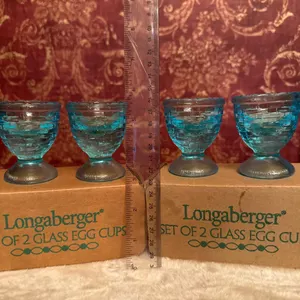 Longaberger 2 Sets of Glass Egg Cups in Original Boxes
