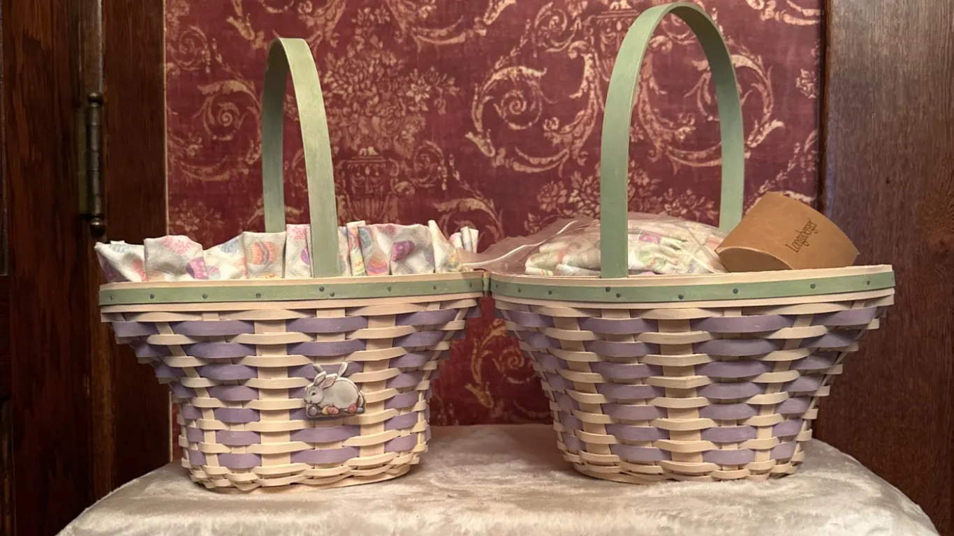 Two Longaberger Easter Baskets with Liners and Protectors