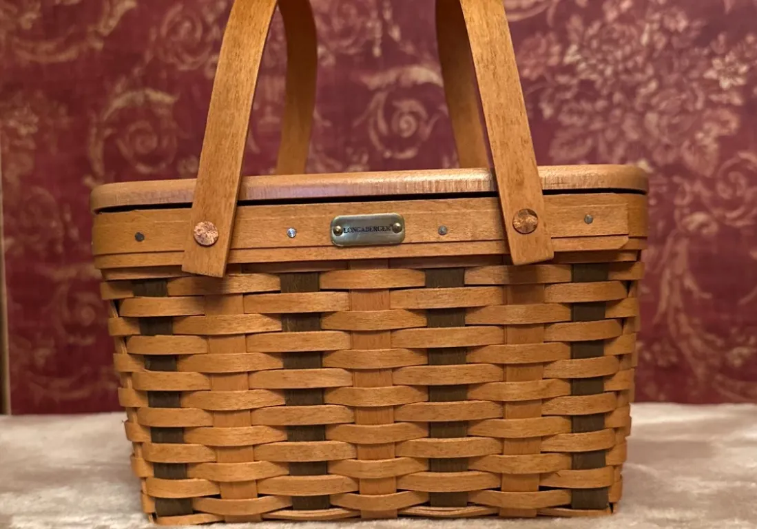 Longaberger Woven Basket with Wooden Handles