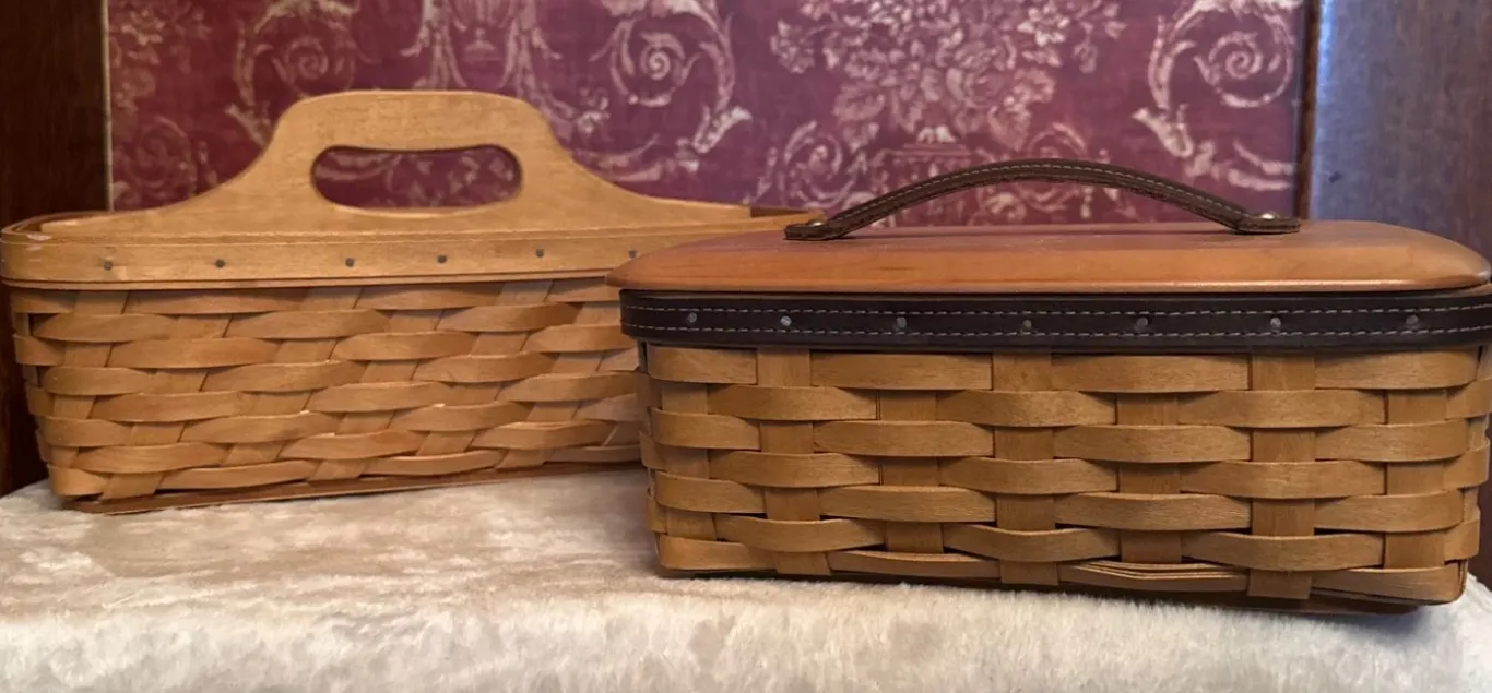 Longaberger Handwoven Baskets with Wooden Components