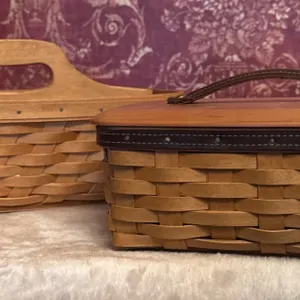 Longaberger Handwoven Baskets with Wooden Components