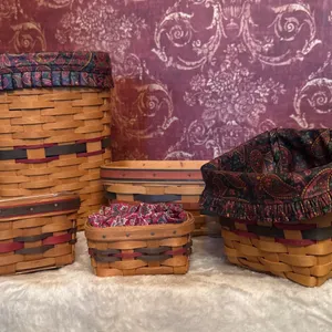 Longaberger Handwoven Baskets with Fabric Liners, 1993-1996