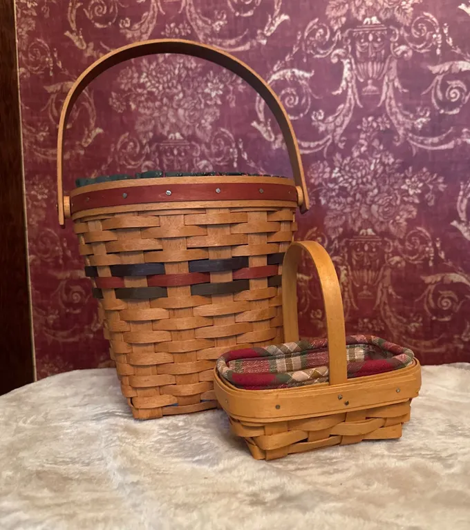 2 Longaberger Handwoven Baskets, 1987