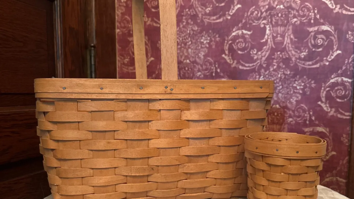 Longaberger Basket Set, Including Large and Small Handwoven Baskets