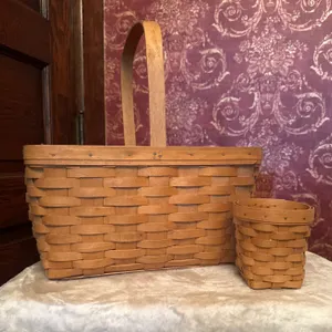 Longaberger Basket Set, Including Large and Small Handwoven Baskets
