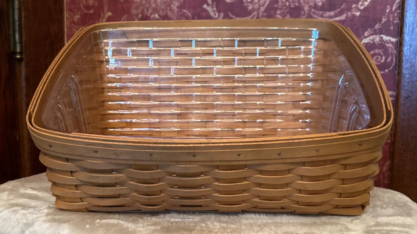 Longaberger Basket with Clear Plastic Liner