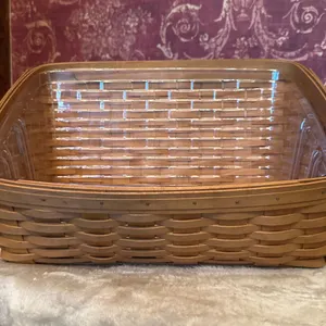 Longaberger Basket with Clear Plastic Liner