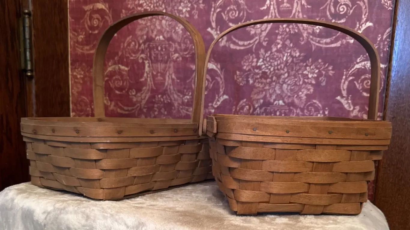 2 Longaberger Wooden Handled Baskets