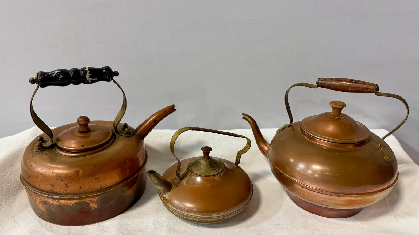 International Trio of Copper Tea Kettles