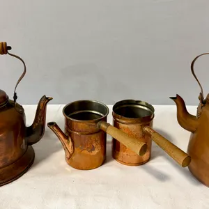 Two Copper Kettles and Expresso Holder
