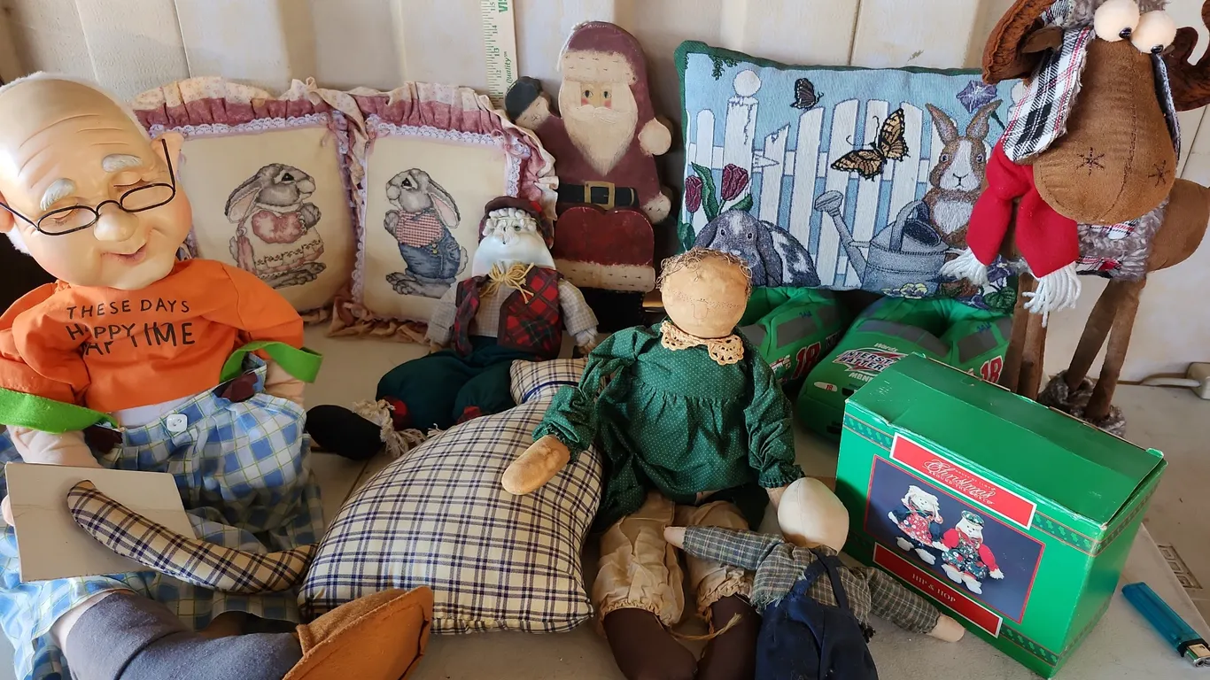 Assorted Holiday Plush Figures, Nascar Slippers, Pillow, Etc.