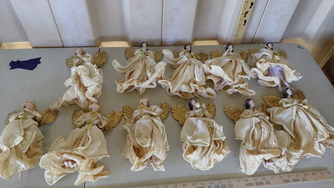 11 Assorted Large Angel Ornaments