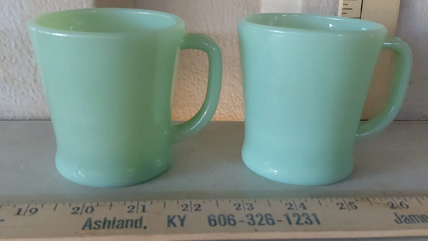 2 Vintage Fire King Jade-Ite Mugs