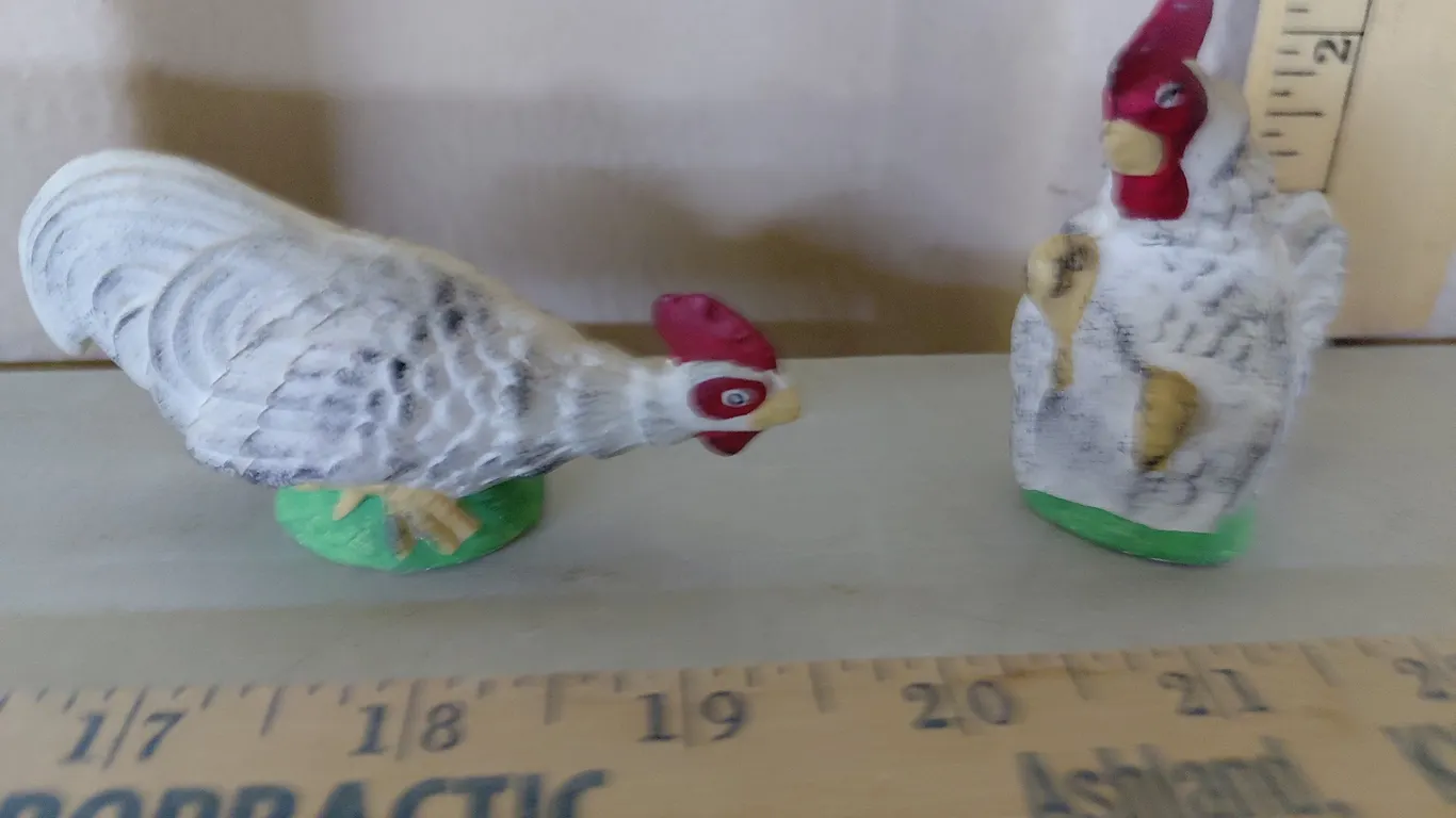 Vintage Ceramic Fighting Chicken Figures