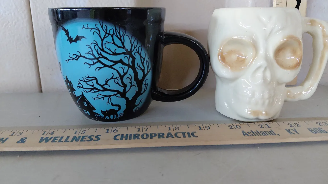 2 Halloween Mugs-Skull Made In Columbus Ohio