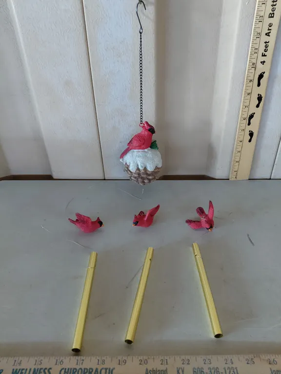 Cardinal Wind Chime Missing 1 Bird
