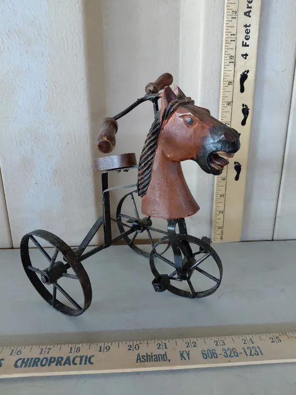 Folk Art Horse Tricycle 9" Tall