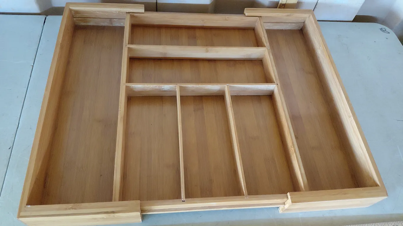 3 Pc Bamboo Drawer Organizer, Closed 13"X18"X2.5" Open 22"X18"X2.5"