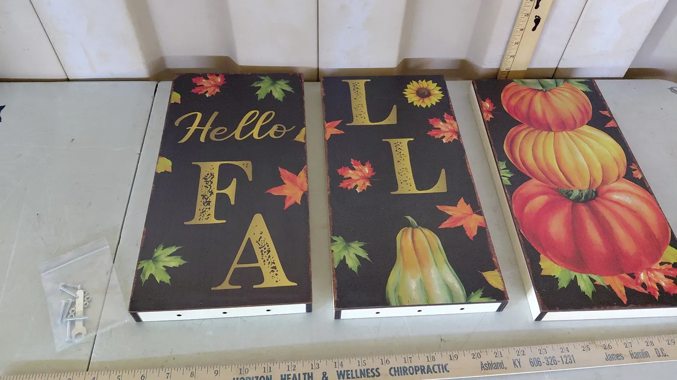 New Halloween Fall 3 Pc Wall Sign
