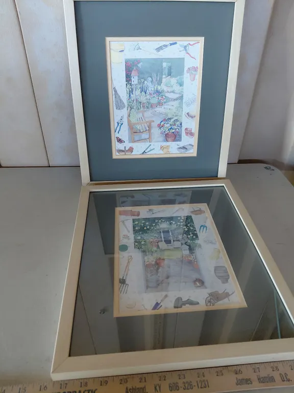 2 Garden Prints (1 Missing Glass) 14"X16"
