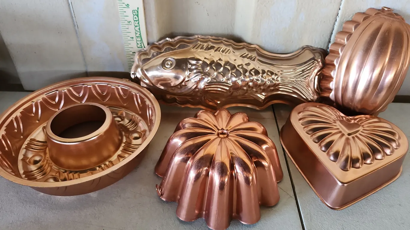 Vintage Metal Baking Pans Wall Decor-Fish, Heart, Bundt Pan, Etc.