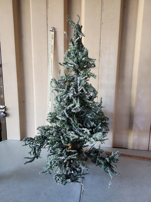 Small Lighted Snowy Tree, Weighted Base 36" Tall