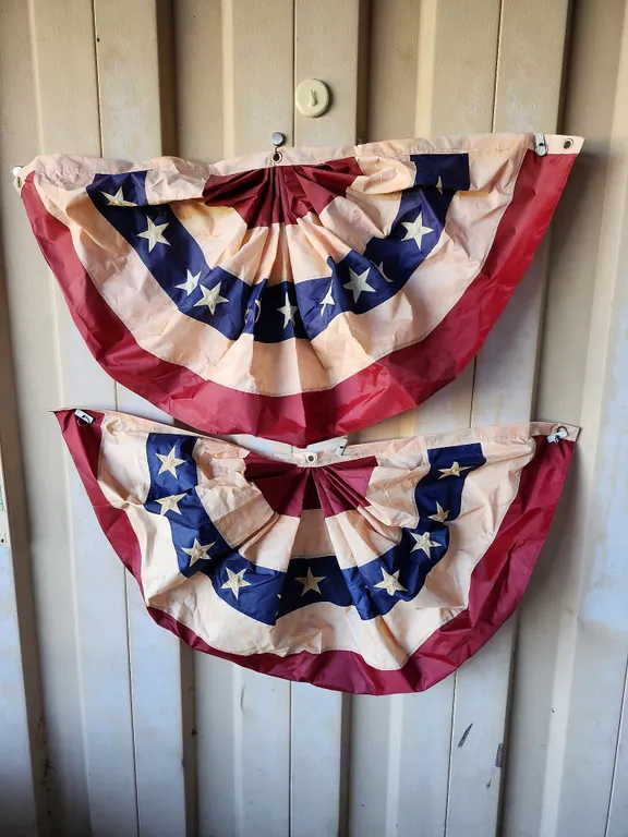 2 American Bunting Flags, Briarwood Lane, Folk Art Decor (Newer)