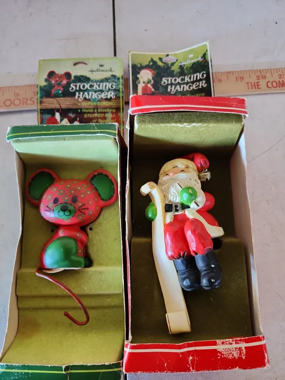 2 Vintage Hallmark Stocking Hangers, W/Original Boxes