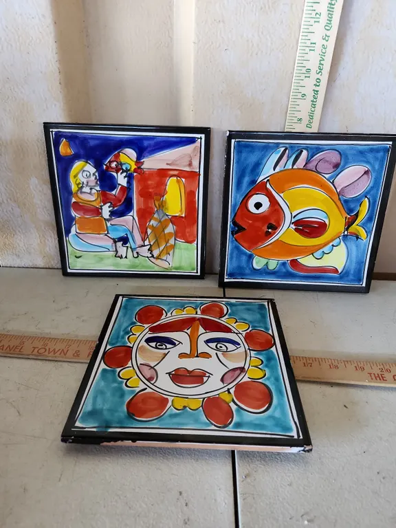 Vintage Hand Painted Tiles Gianfranco Ferre 7.75"X7.75"