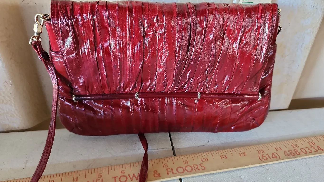 Vintage Leather Of The Sea Purse Genuine Eel Skin Made In Korea