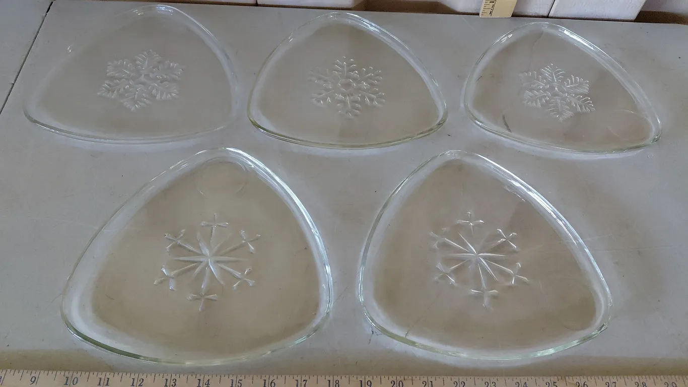 1950s Glass Snowflake Snack Trays