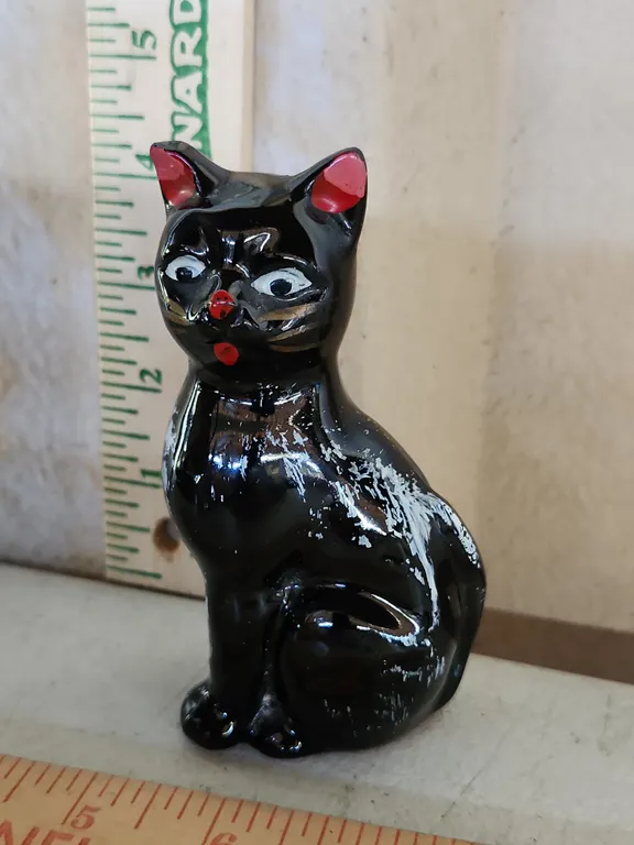 Vintage Pottery Cat Figure 4.5" Tall, Ear Chipped