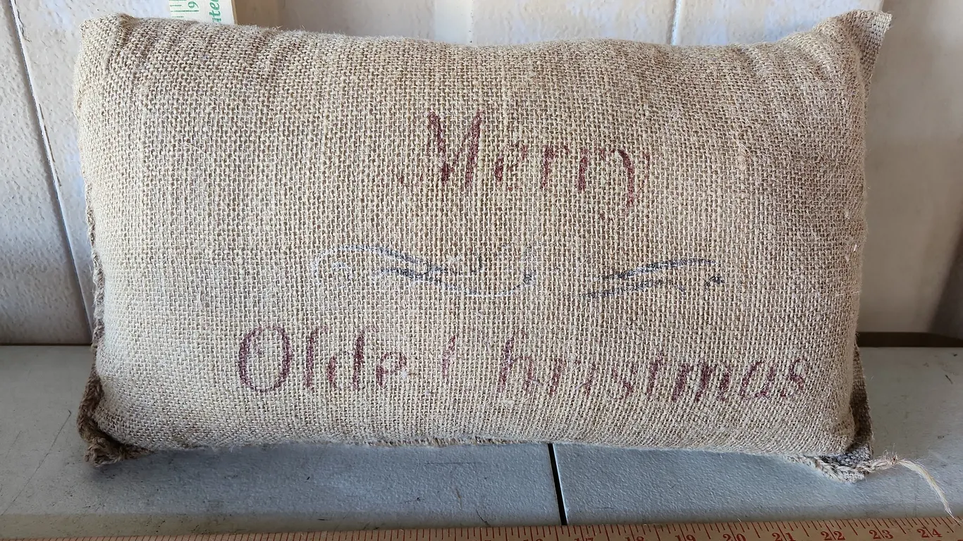 Burlap Merry Olde Christmas Decor Pillow 18"X10"