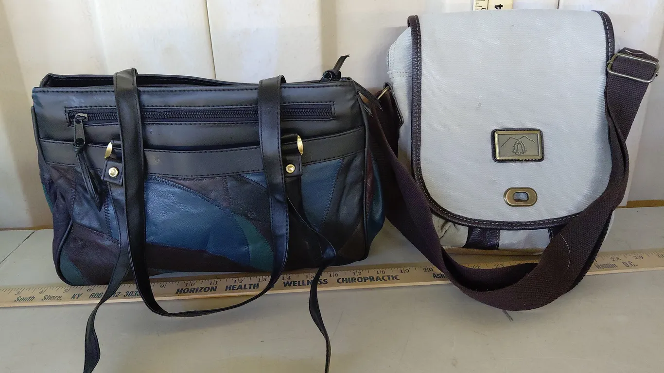 Canvas Crossbody Purse & Patchwork Leather Purse