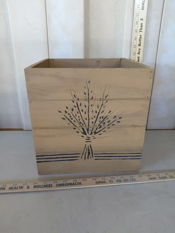 Folk Art Wood Decor Box 11.5"X11.5"X11.5"
